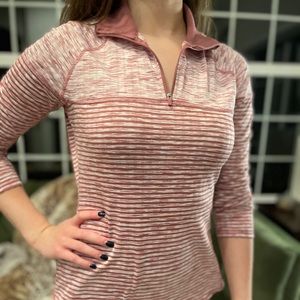 Athletic Pink Striped Quarter Zip